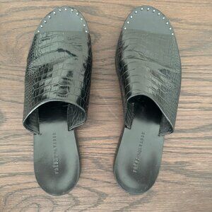 Freda Salvador Sandals Black Embossed Croc Sandals. Size 41 (10)